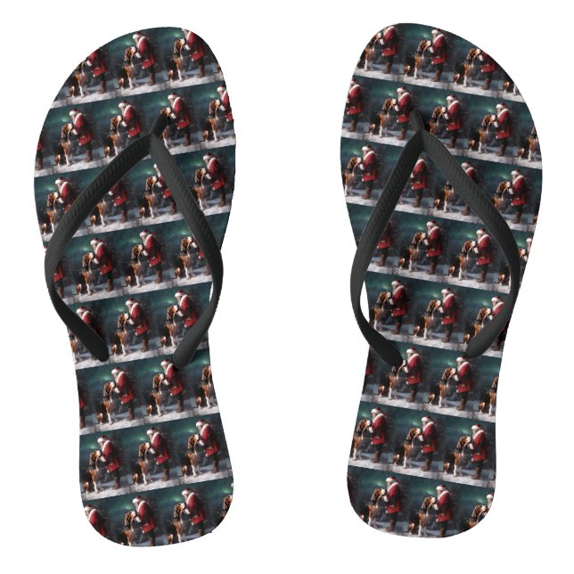 Treeing Walker Coonhound Santa Claus Christmas Jandals (Footbed)