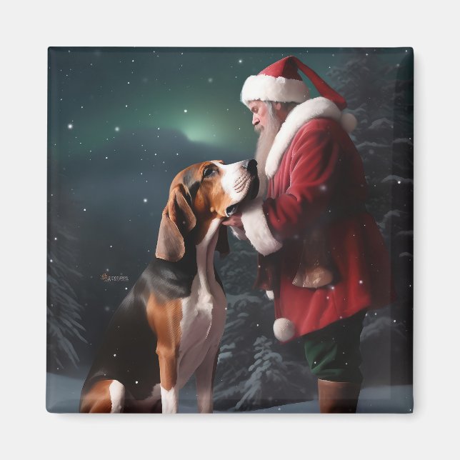Treeing Walker Coonhound Santa Claus Christmas Magnet (Front)