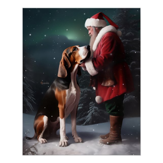 Treeing Walker Coonhound Santa Claus Christmas Poster (Front)