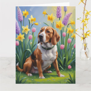 Treeing Walker Coonhound Spring Flowers Painting Card
