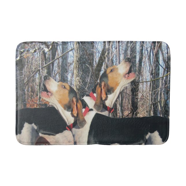 Treeing Walker Coonhounds Howling Woodland Bath Mat (Front)
