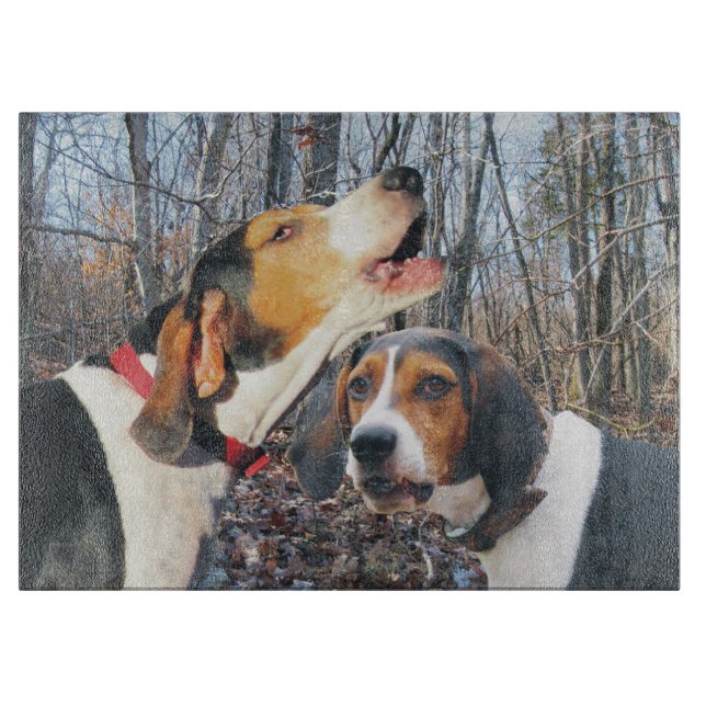 Treeing Walker Coonhounds in Wood Cutting Board (Front)