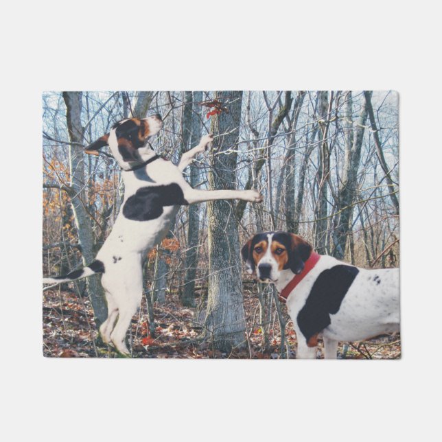 Treeing Walker Coonhounds in Woods Door Mat (Front)