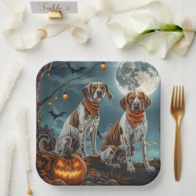 Treeing Walker Halloween Spooky Paper Plate (Wedding)