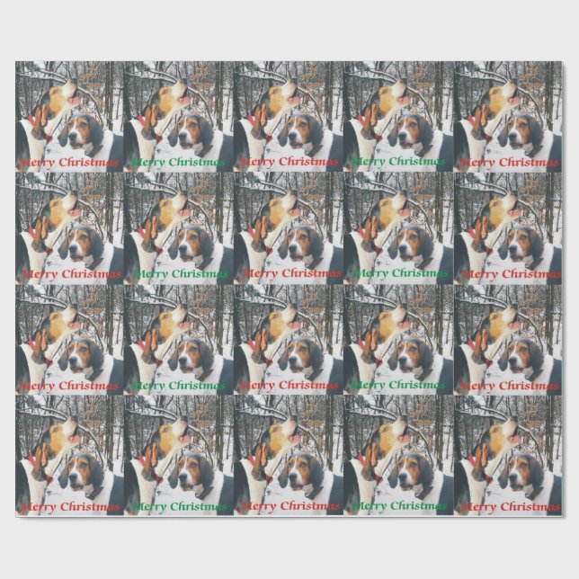 Treeing Walker Merry Christmas Wrapping Paper (Flat)