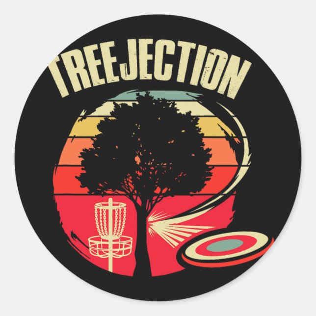 Treejection Stupid Tree Disc Golf Ultimate Frisbee Classic Round Sticker (Front)