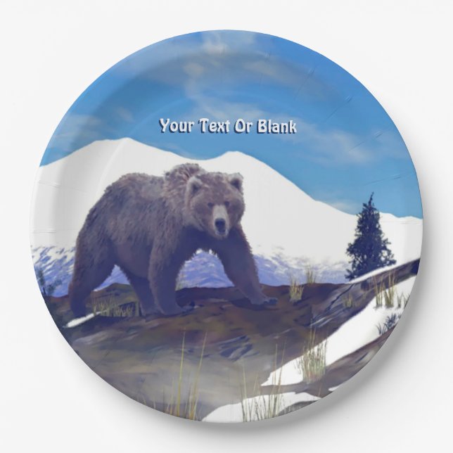 Treeline Grizzly Paper Plate (Front)
