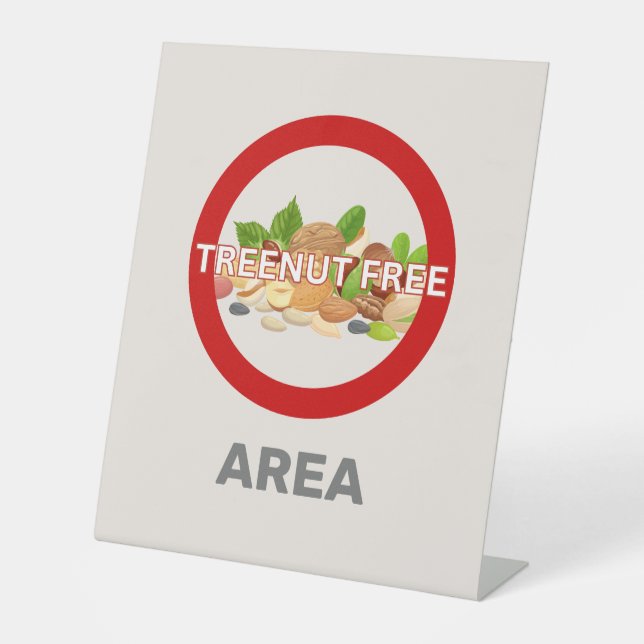 Treenut Free Area Customised Food Allergy Alert  Pedestal Sign (Front)