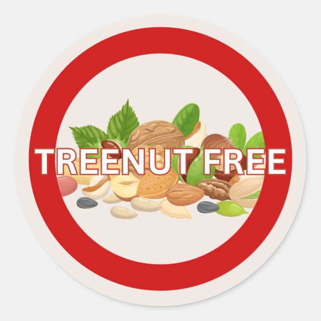 Treenut Free Food Allergy Alert Classic  Classic Round Sticker (Front)