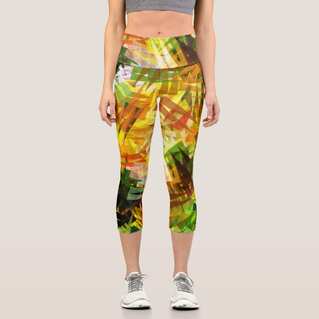 TREES ABSTRACT CAPRI LEGGINGS (Front)