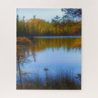 trees across a lake in fall puzzle