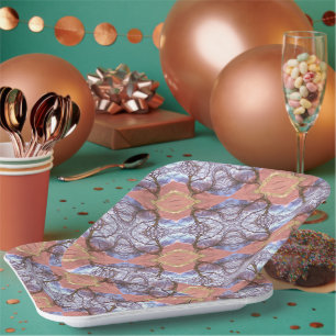 TREES AND FIELDS PATTERN PAPER PLATE