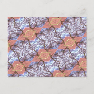 TREES AND FIELDS PATTERN POSTCARD