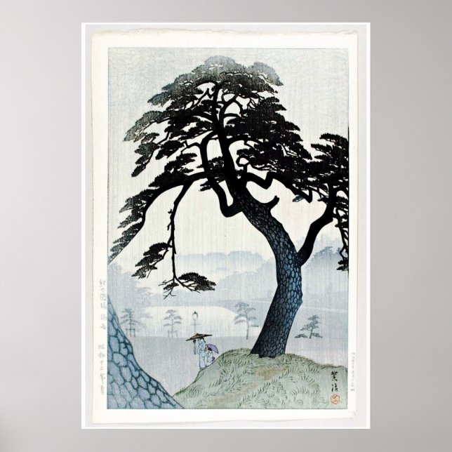 Trees and Lake Scene Ukiyo–e Poster (Front)