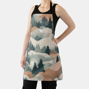 Trees and Mountains Boho Abstract Design Apron