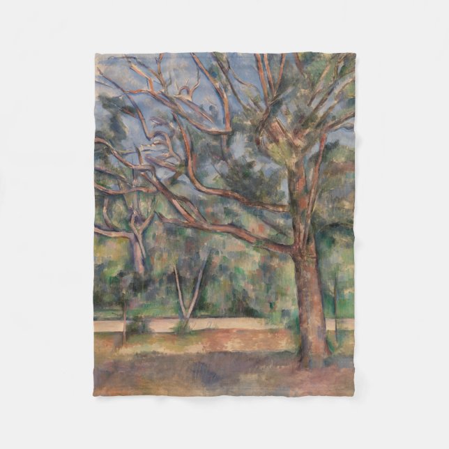 Trees and Road, Post Impressionist Landscape Fleece Blanket (Front)