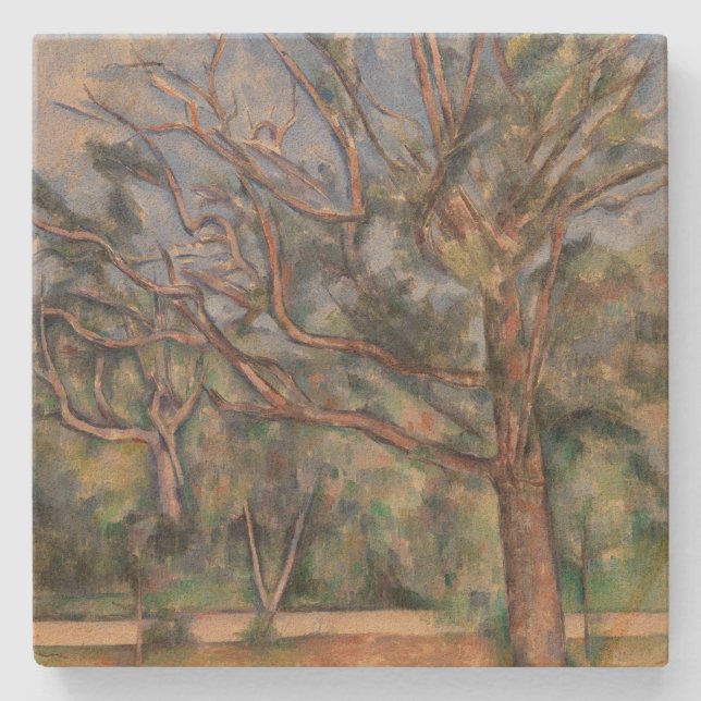 Trees and Road, Post Impressionist Landscape Stone Coaster (Front)