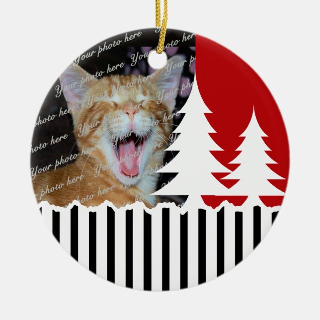 Trees and Stripes Photo Ceramic Tree Decoration (Front)