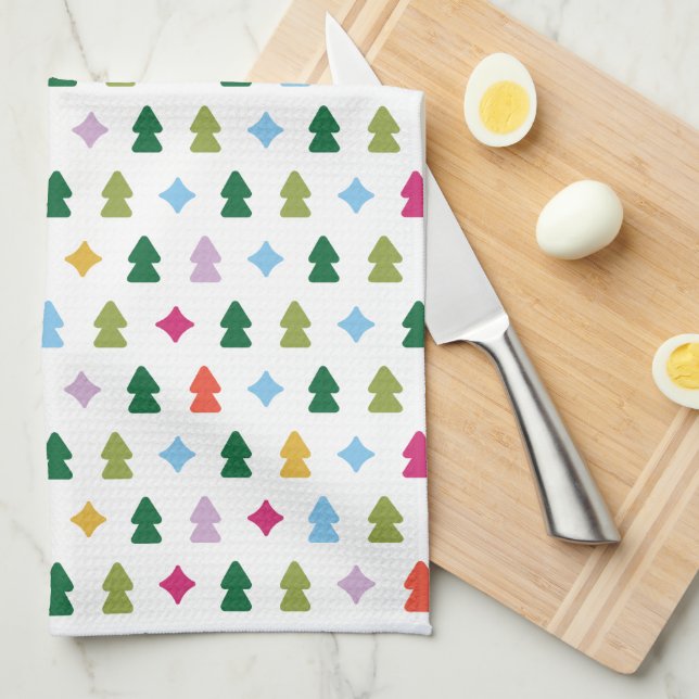Trees and Twinkles Multi-Color Kitchen Towel (Quarter Fold)
