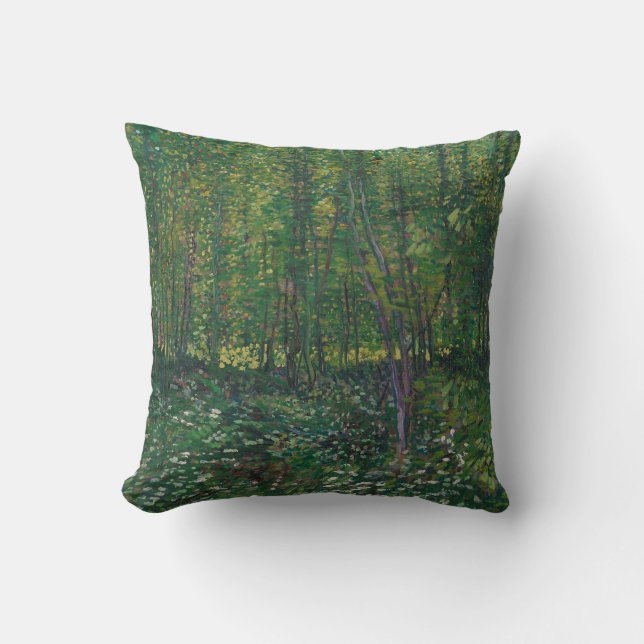 Trees and Undergrowth by Vincent Van Gogh  Cushion (Front)