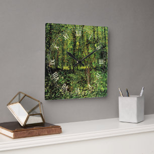 Trees and Undergrowth by Vincent van Gogh Square Wall Clock
