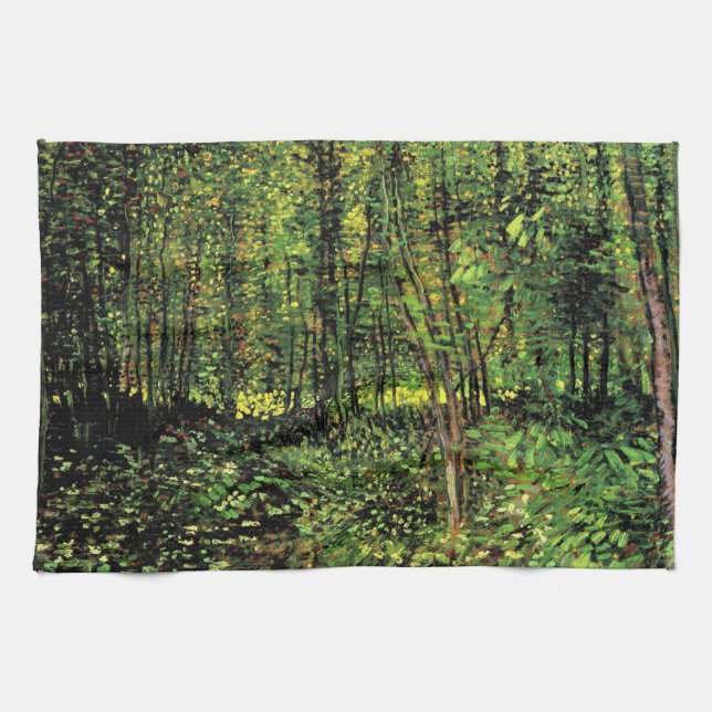 Trees and Undergrowth by Vincent van Gogh Tea Towel (Horizontal)