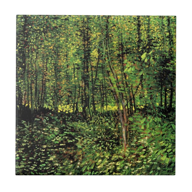 Trees and Undergrowth by Vincent van Gogh Tile (Front)