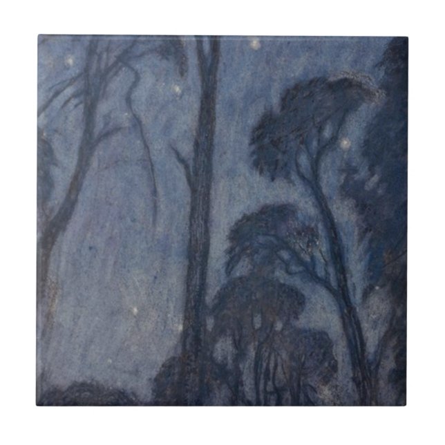 Trees at Twilight (by Edward Robert Hughes) Tile (Front)