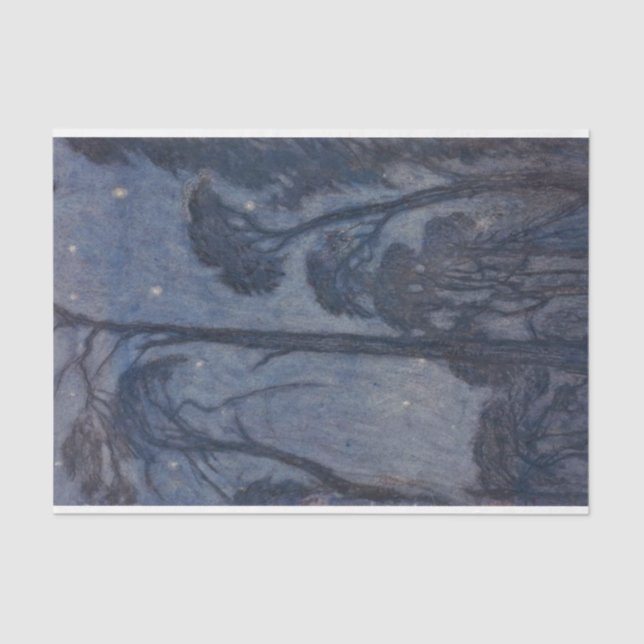 Trees at Twilight (by Edward Robert Hughes) Tissue Paper (Front)