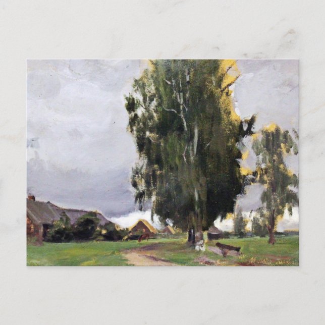 Trees Beside a Village Postcard (Front)