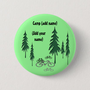 trees, bicycles, (Add yourname), Camp (add name) 6 Cm Round Badge