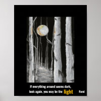Trees Black White Gold Rumi Value Poster