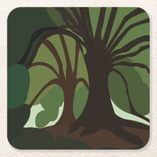 Trees Botanical Nature Square Paper Coaster