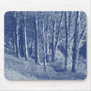 Trees by a River - Cyanotype Effect Mouse Pad