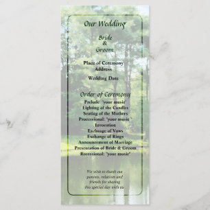 Trees by the Lake Wedding Program Programme
