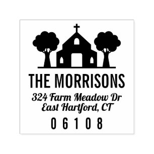 Trees Church Name & Return Address Self-inking Stamp