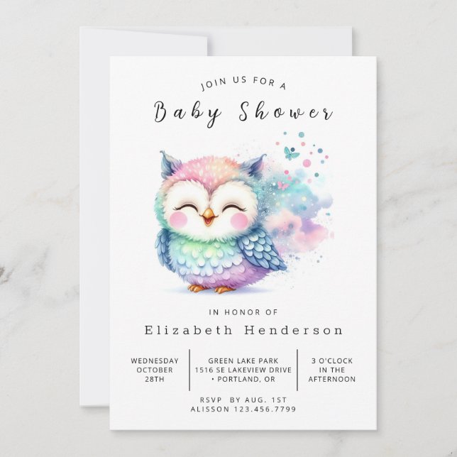 Trees Custom Owl Baby Shower Invitation (Front)