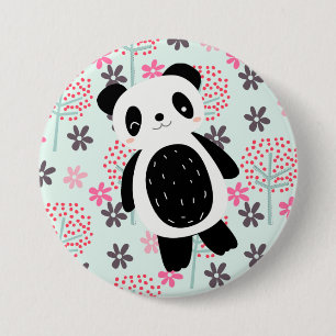 Trees, Flowers, and Panda Bears 7.5 Cm Round Badge