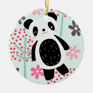 Trees, Flowers, and Panda Bears Ceramic Tree Decoration