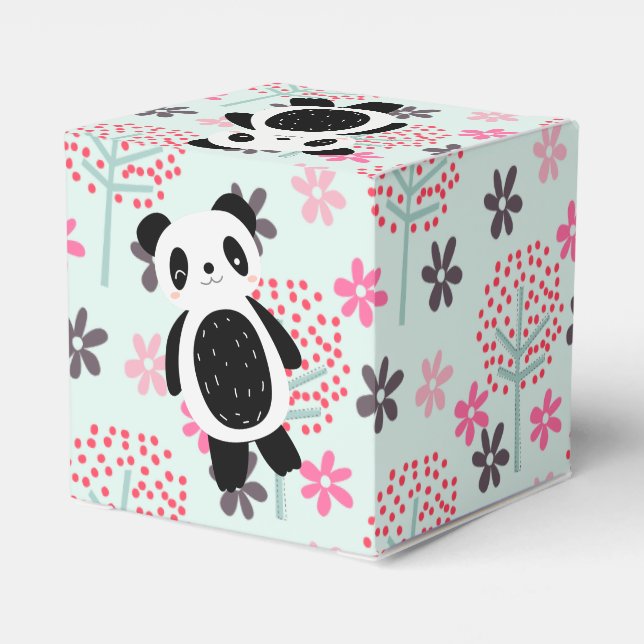 Trees, Flowers, and Panda Bears Favour Box (Back Side)