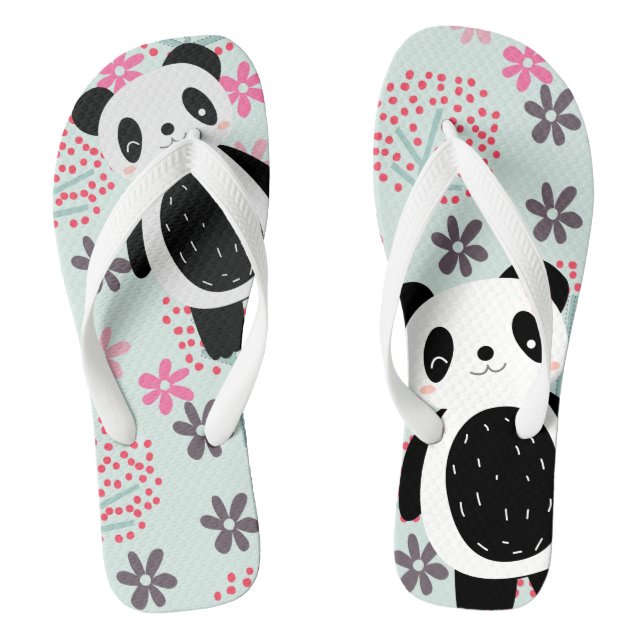 Trees, Flowers, and Panda Bears Jandals (Footbed)