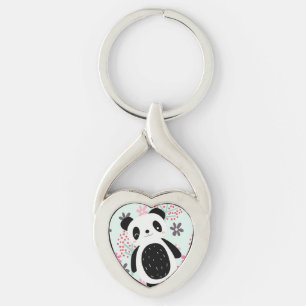 Trees, Flowers, and Panda Bears Key Ring