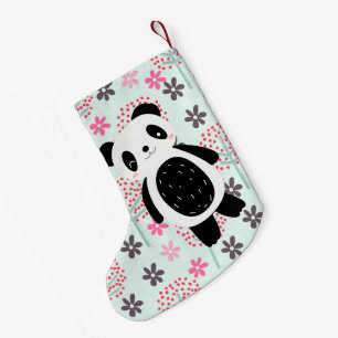 Trees, Flowers, and Panda Bears Small Christmas Stocking