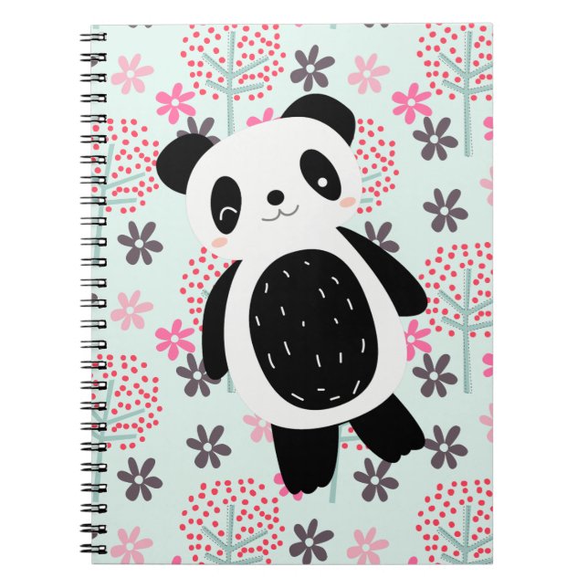 Trees, Flowers, and Panda Bears Spiral Notebook (Front)
