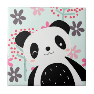 Trees, Flowers, and Panda Bears Tile
