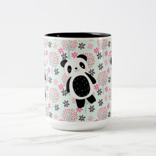 Trees, Flowers, and Panda Bears Two-Tone Coffee Mug