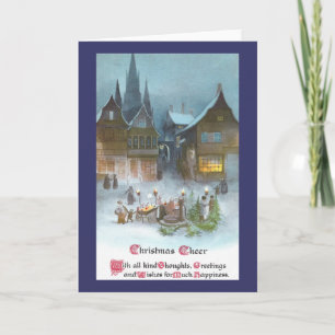 Trees for Sale in Town Square Vintage Christmas Holiday Card