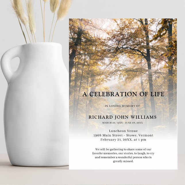 Trees Forest Nature Celebration of Life Funeral Invitation (Creator Uploaded)