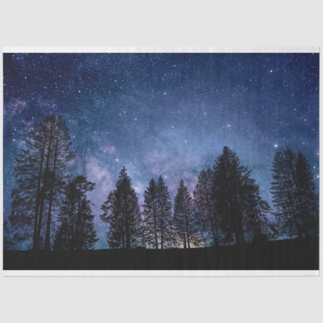 Trees Forest Night Sky Decoupage Tissue Paper (Front)