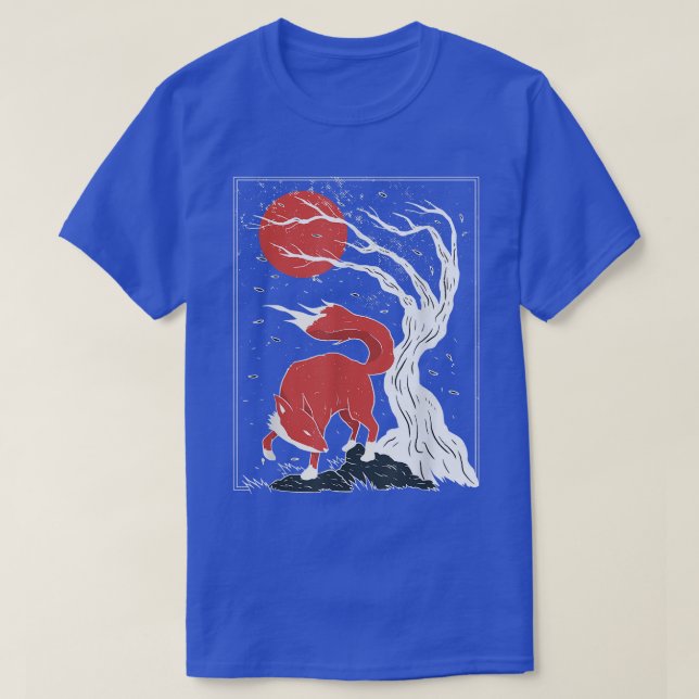 Trees Foxes Forests Wildlife Night T-Shirt (Design Front)